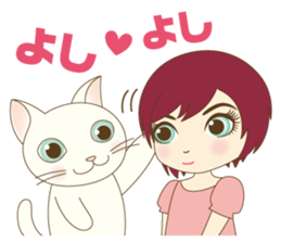 Girl and cat ~ sticker #3691889