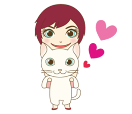 Girl and cat ~ sticker #3691890