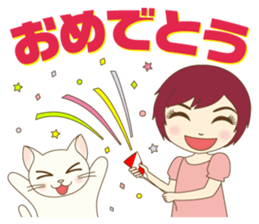 Girl and cat ~ sticker #3691911