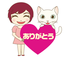 Girl and cat ~ sticker #3691915