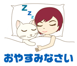 Girl and cat ~ sticker #3691926