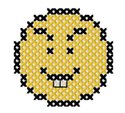 various faces with cross stitching sticker #3692491