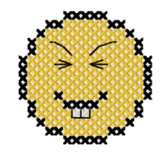 various faces with cross stitching sticker #3692492