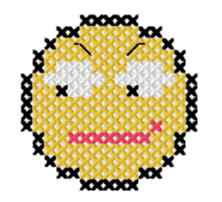 various faces with cross stitching sticker #3692499