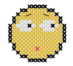 various faces with cross stitching sticker #3692501