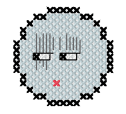 various faces with cross stitching sticker #3692504