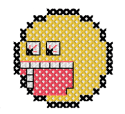 various faces with cross stitching sticker #3692508