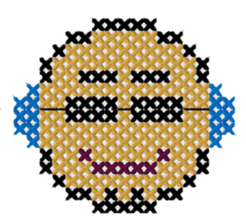 various faces with cross stitching sticker #3692511