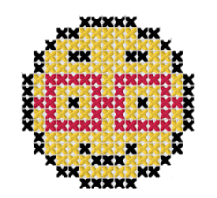 various faces with cross stitching sticker #3692514