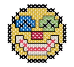 various faces with cross stitching sticker #3692516