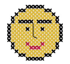 various faces with cross stitching sticker #3692517