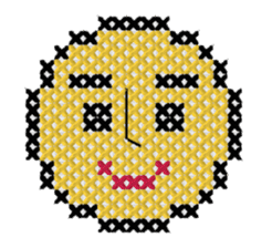 various faces with cross stitching sticker #3692518