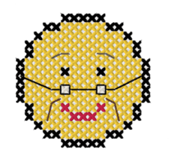 various faces with cross stitching sticker #3692519