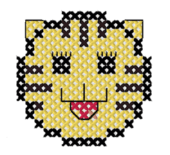 various faces with cross stitching sticker #3692523