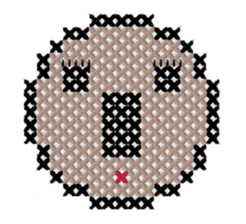 various faces with cross stitching sticker #3692526
