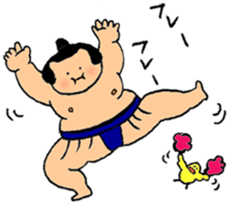 A sumo wrestler and his bird sticker #3701328