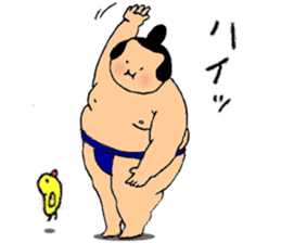 A sumo wrestler and his bird sticker #3701329