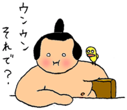 A sumo wrestler and his bird sticker #3701330
