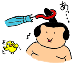 A sumo wrestler and his bird sticker #3701332