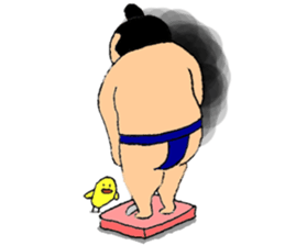 A sumo wrestler and his bird sticker #3701333