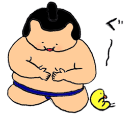 A sumo wrestler and his bird sticker #3701336