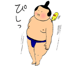 A sumo wrestler and his bird sticker #3701337