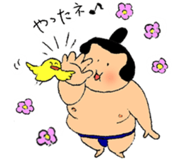 A sumo wrestler and his bird sticker #3701338