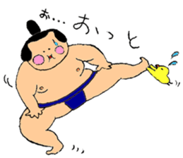 A sumo wrestler and his bird sticker #3701339