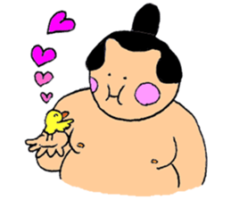 A sumo wrestler and his bird sticker #3701347