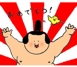 A sumo wrestler and his bird sticker #3701349