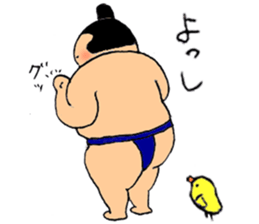 A sumo wrestler and his bird sticker #3701356