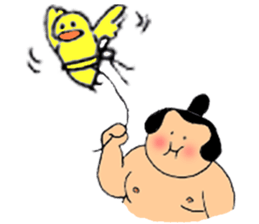 A sumo wrestler and his bird sticker #3701357