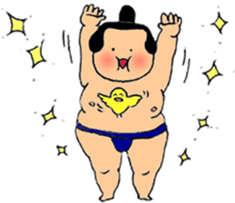 A sumo wrestler and his bird sticker #3701359