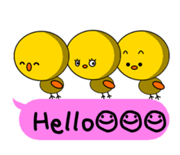 Chick playing with balloon sticker #3701932