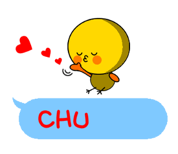 Chick playing with balloon sticker #3701935