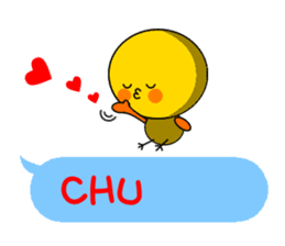 Chick playing with balloon sticker #3701935