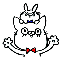 Loose cat and rabbit