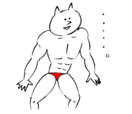 Muscular cat sticker #3720651