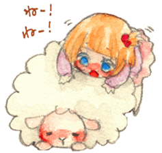 Sheep and girls sticker #3725355