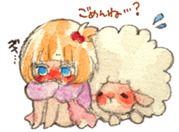 Sheep and girls sticker #3725358
