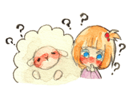 Sheep and girls sticker #3725370