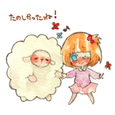 Sheep and girls sticker #3725379