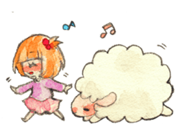 Sheep and girls sticker #3725388