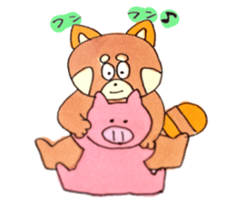 The lesser panda and baby pig sticker #3762944