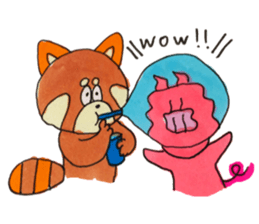 The lesser panda and baby pig sticker #3762947