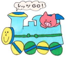 The lesser panda and baby pig sticker #3762952