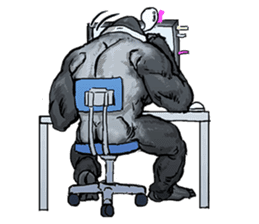Office worker gorilla sticker #3770596