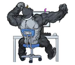 Office worker gorilla sticker #3770605