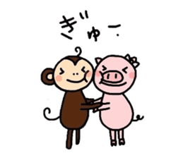 saru-o kun & buta-ko chan sticker #3779438