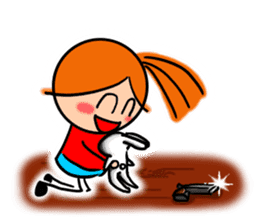 rabbit of a girl and the friend sticker #3800370